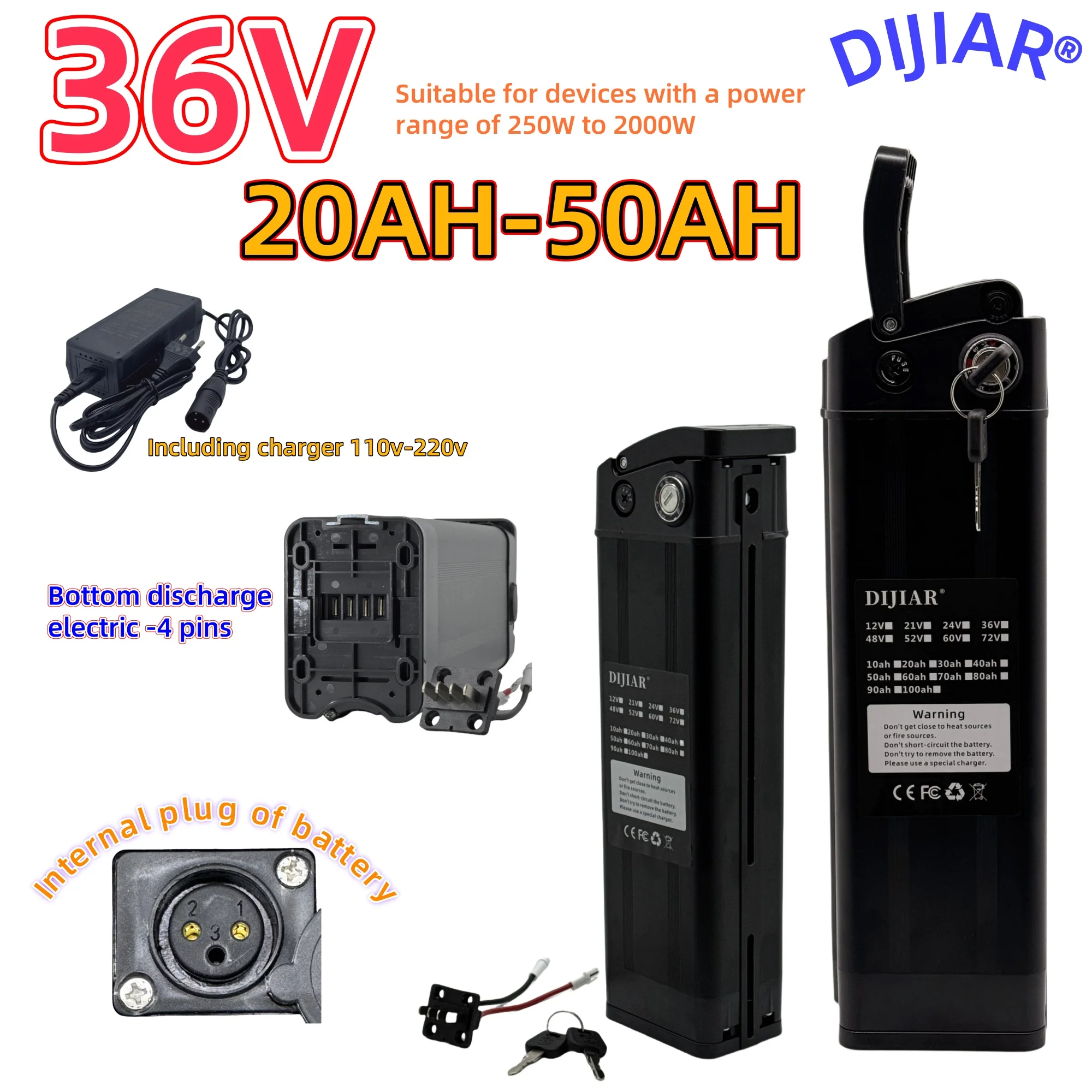 

Air transportation,DIJIAR 36V Silverfish lithium battery 20AH-50AH,BMS protection for folding power assisted vehicles 500W-2000W