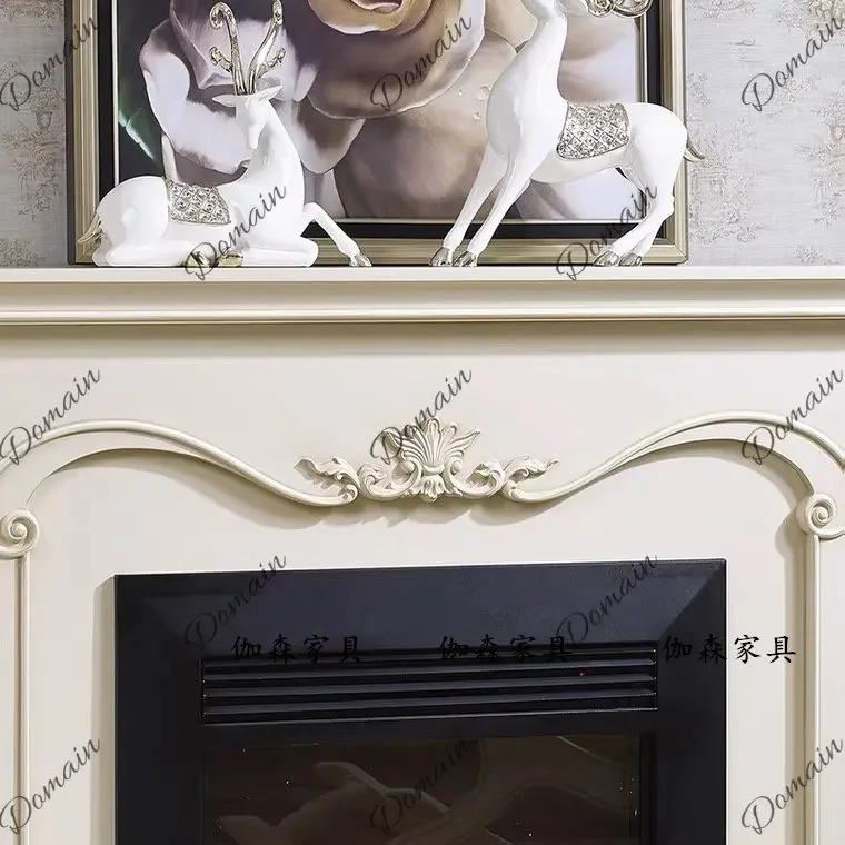 BJ Simple And Beautiful Light Luxury Fireplace Decorative Cabinet Solid Wood Design Living Room Modern Carved Retro Display Rack