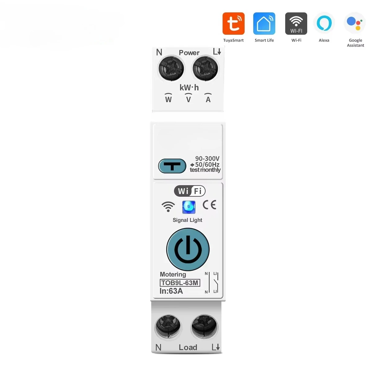SMARTLIFE 63A  WIFI Smart Switch Energy Meter Metering Circuit Breaker Voltage Current Leakage protection Relay MCB