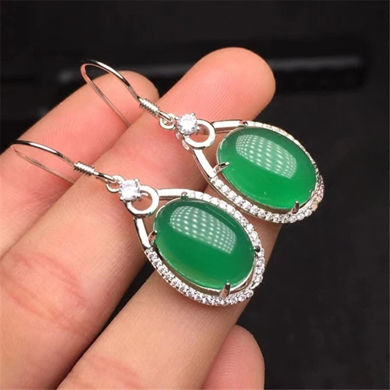 Earhook Ice Water Yang Green Earrings Jade Marrow Earrings Full Color Super Immortal New Style