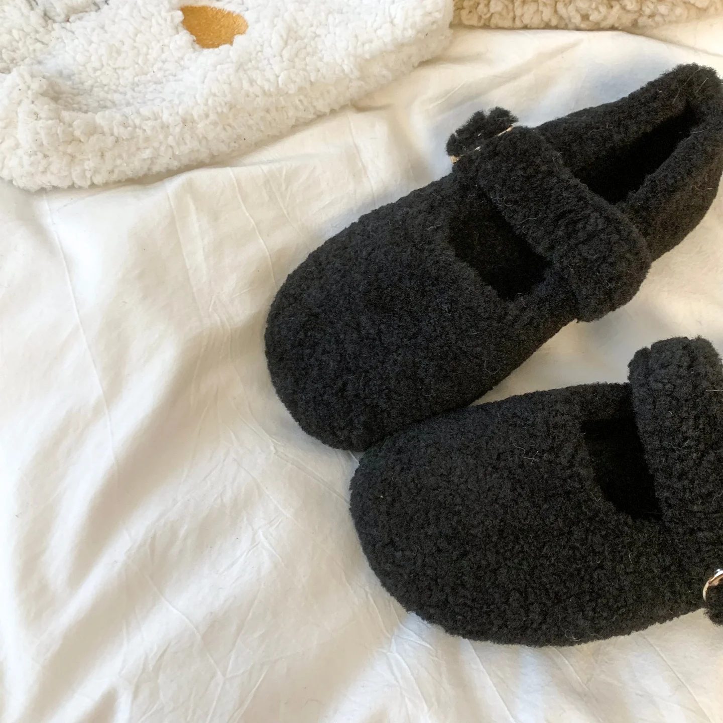 الخريف الشتاء أزياء الدافئة أفخم الأحذية للنساء الكورية نمط لطيف جولة تو مشبك حزام القطن الشقق جديد لينة عارضة الأحذية #3