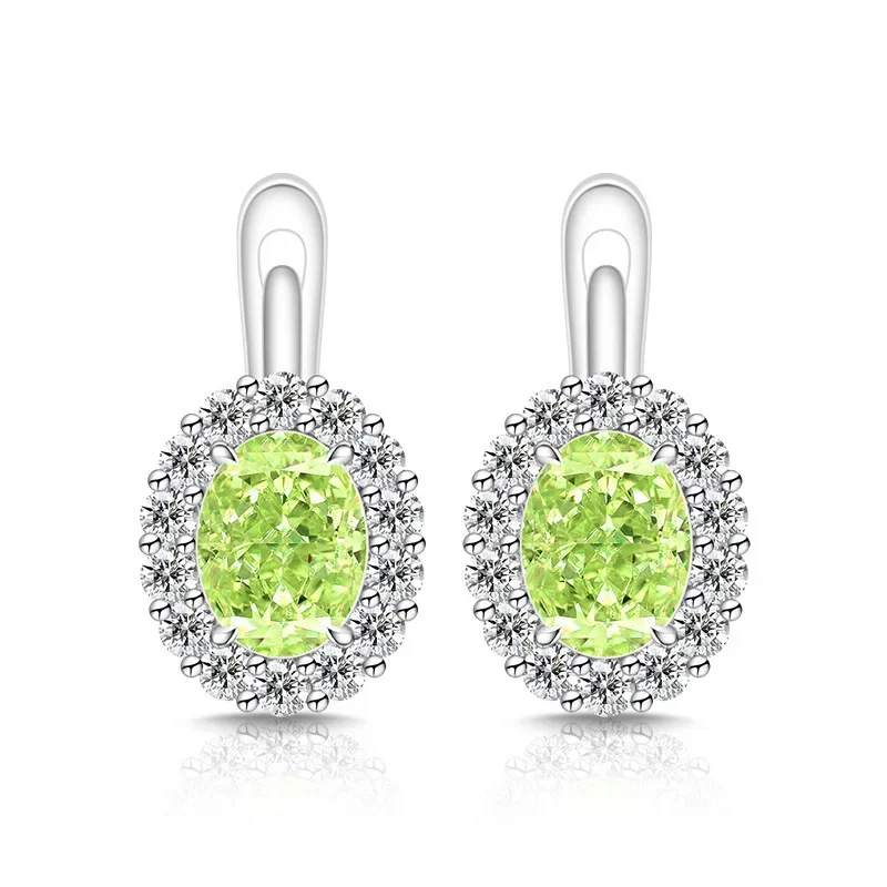 Exquisite Ice Flower-Cut Pigeon Egg 925 Sterling Silver Earrings with High-Carat Diamond Egg-Shaped Earrings for Ladies' Jewelry