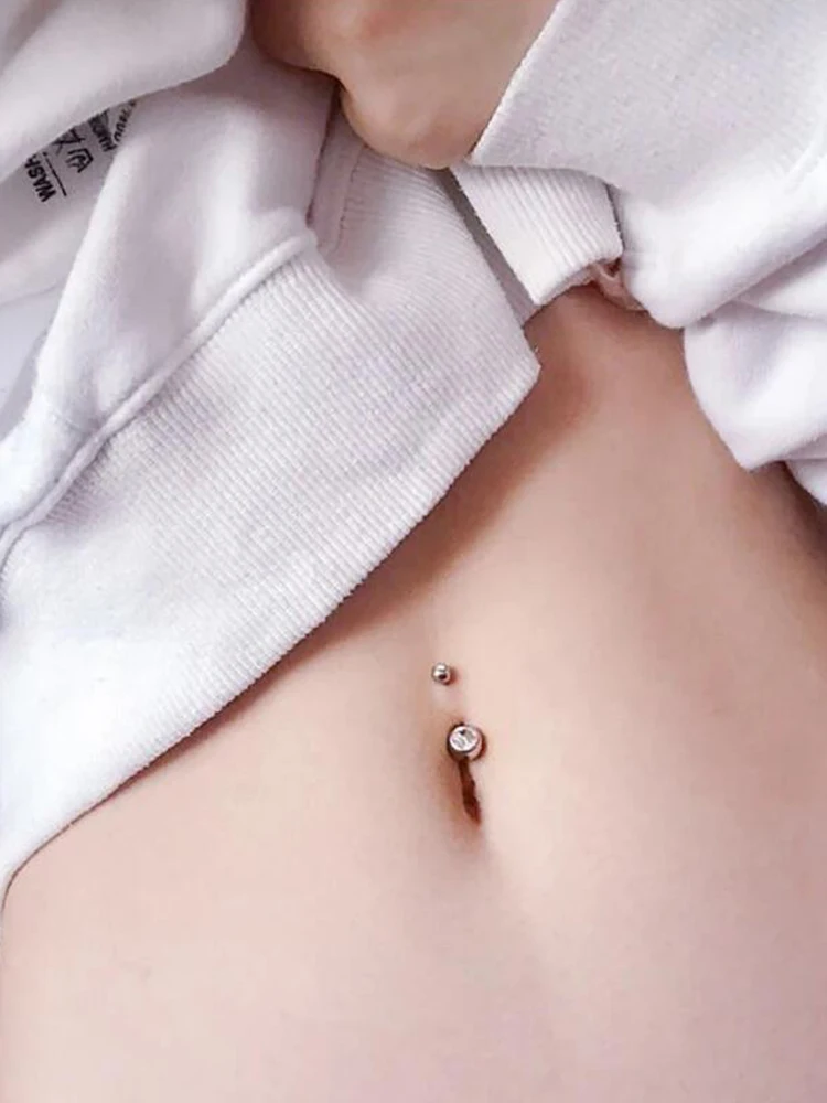 1PC Nombril anneau acier inoxydable Nombril Piercing barres de ventre 6/8/10/11/12/14mm Sexy Nombril Nombril décoration femmes bijoux