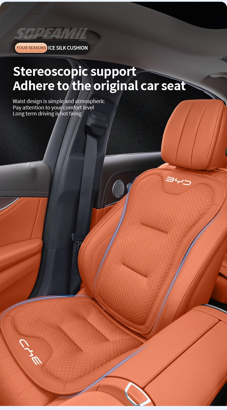 Atmungsaktiver Autositzbezug aus Eisseide, Sitzschutzauflage für BYD Ato 3, Fafengtang F3, E6, Yuan Song Plus EV, F0, Qinhan, Dolphin S6 – Detail 7