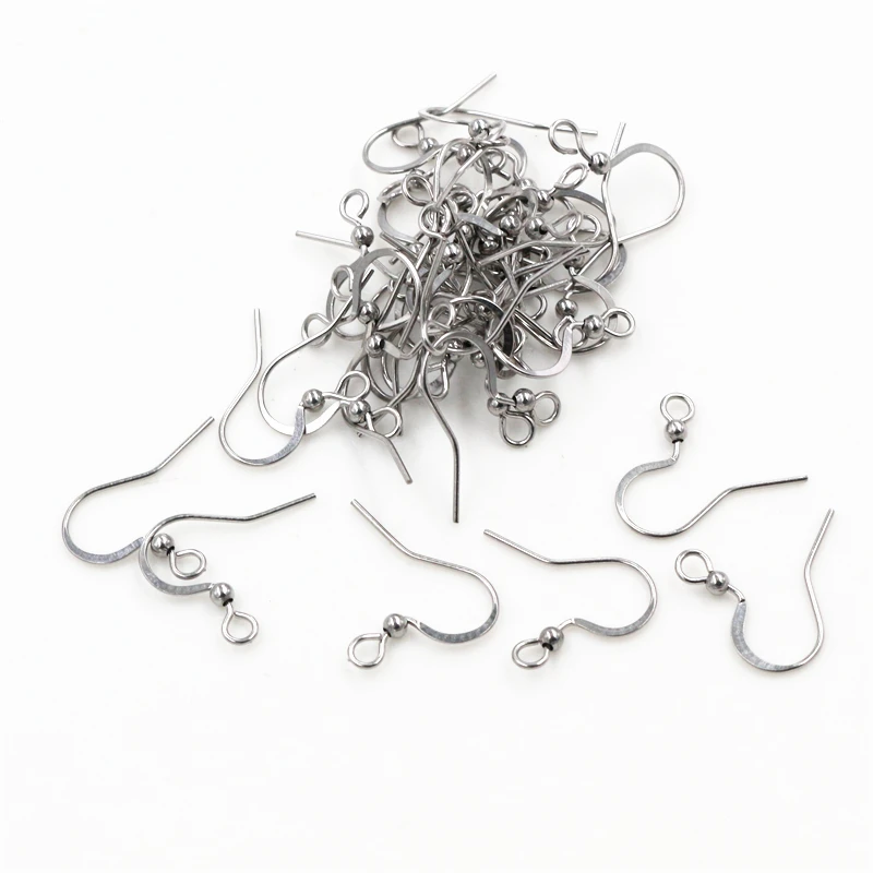 (Never Fade) 100 unids/lote 19x17mm Acero inoxidable DIY pendientes hallazgos cierres ganchos joyería hacer accesorios Earwire -W3-39