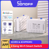 SONOFF-WiFi Smart Switch Module, Voice Control, Interlock Inching Mode via eWeLink App, Support Alexa and Google, 4CHR3/4CHPROR3