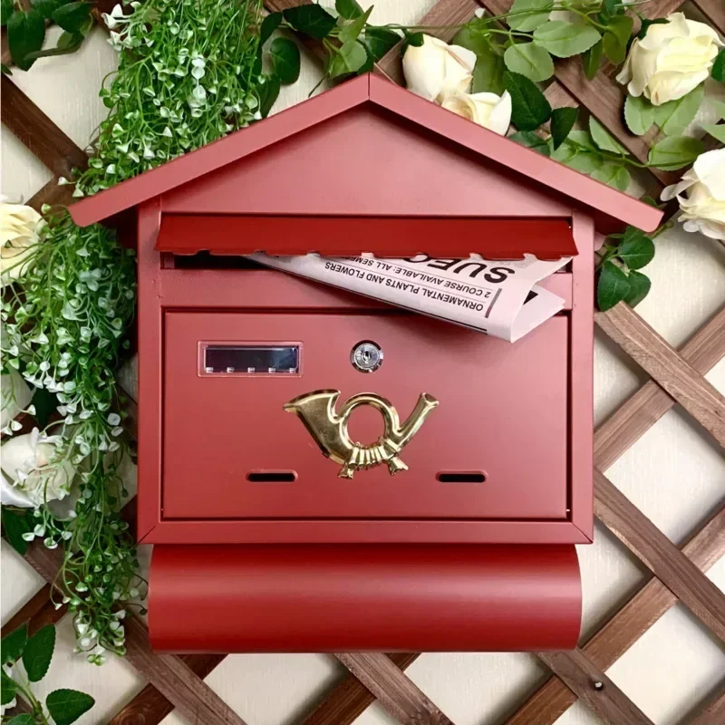 INS Iron Mail Box Hanging Wal/l Decoration Waterproof Mailbox Outdoor Creative Newsbox European Retro Mail Box