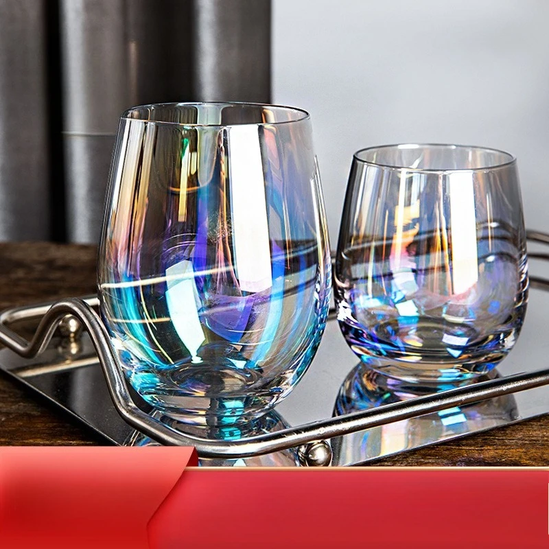 Creative Rainbow Electroplated Glass Cup Large Capacity Egg Shape Colorful Cup