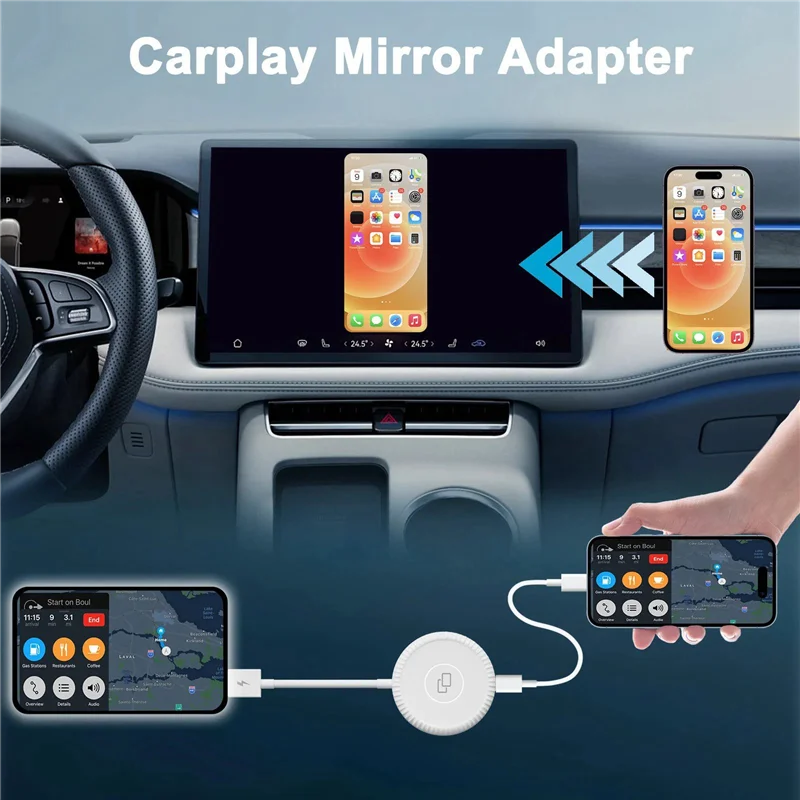 N05R 2PCS Wired Carplay Mirror Adapter For  Carplay Mirror Dongle With PD For Converting Video To Car Display, Durable