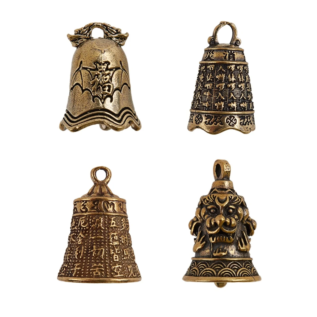 Mini Antique Bell China's Mini Brass Copper Sculpture Pray Buddha Fengshui Bell Invitation Buddhism Chinese Guanyin Bell