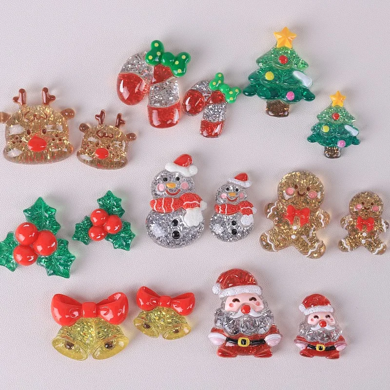 5pcs Mini Santa Claus Gingerbread Man Snowman Christmas Tree DIY Miniatures Pendants Doll Accessories Ornaments Craft Decoration