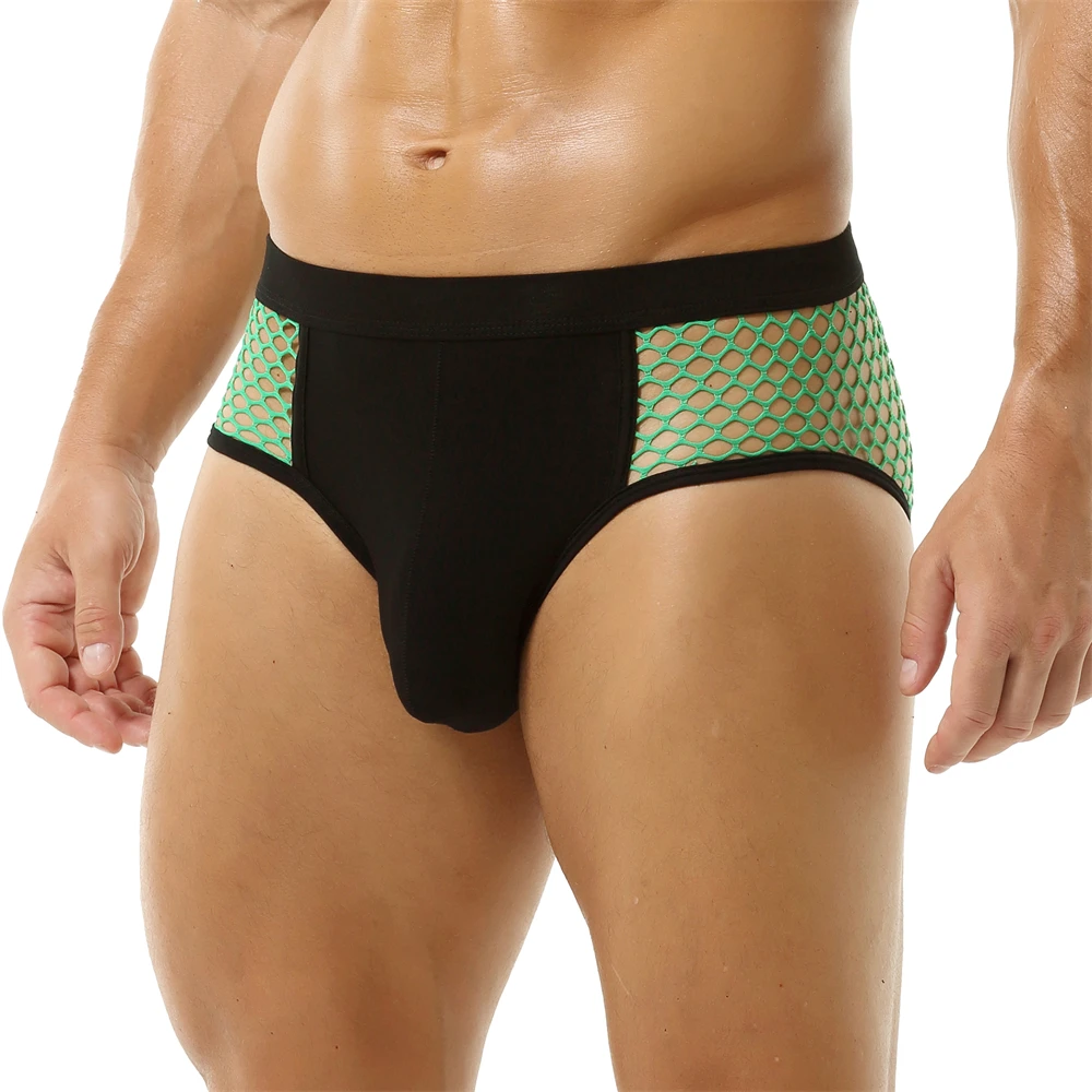 

Men Low Waist Mesh Hollow Out Briefs Fishnet Breathable Bulge Pouch Underpants Stretchy Sexy Male Underwear Transparent Panties