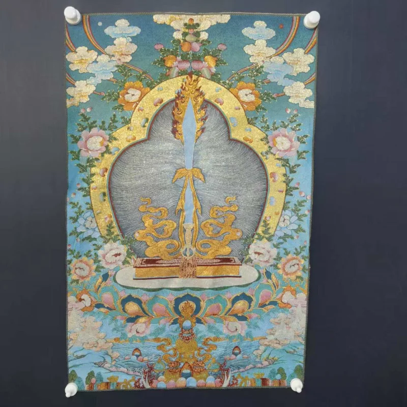 

Manufacturer Antique Embroidery Manjushri Bodhisattva Painting Core Nepal Silk Thangka Unframed Thangka Embroidery Brocade