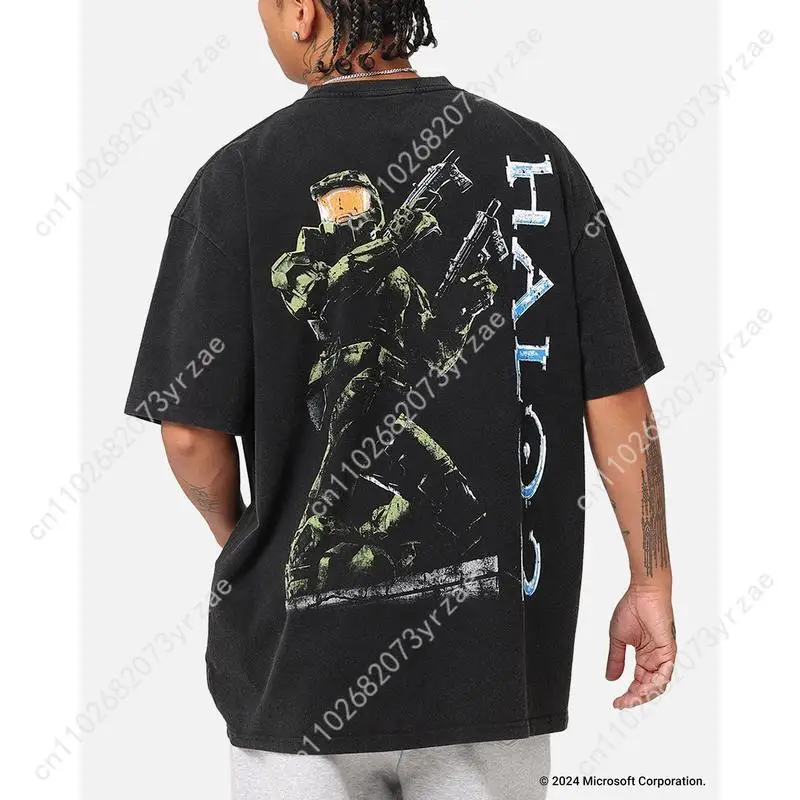 เสื้อยืดวินเทจ Halo 2 เสื้อยืดผู้ชายคุณภาพสูง เสื้อยืดวินเทจผ้าฝ้ายแขนสั้น เสื้อยืดแฟชั่น เสื้อยืดนุ่มระบายอากาศได้ดี