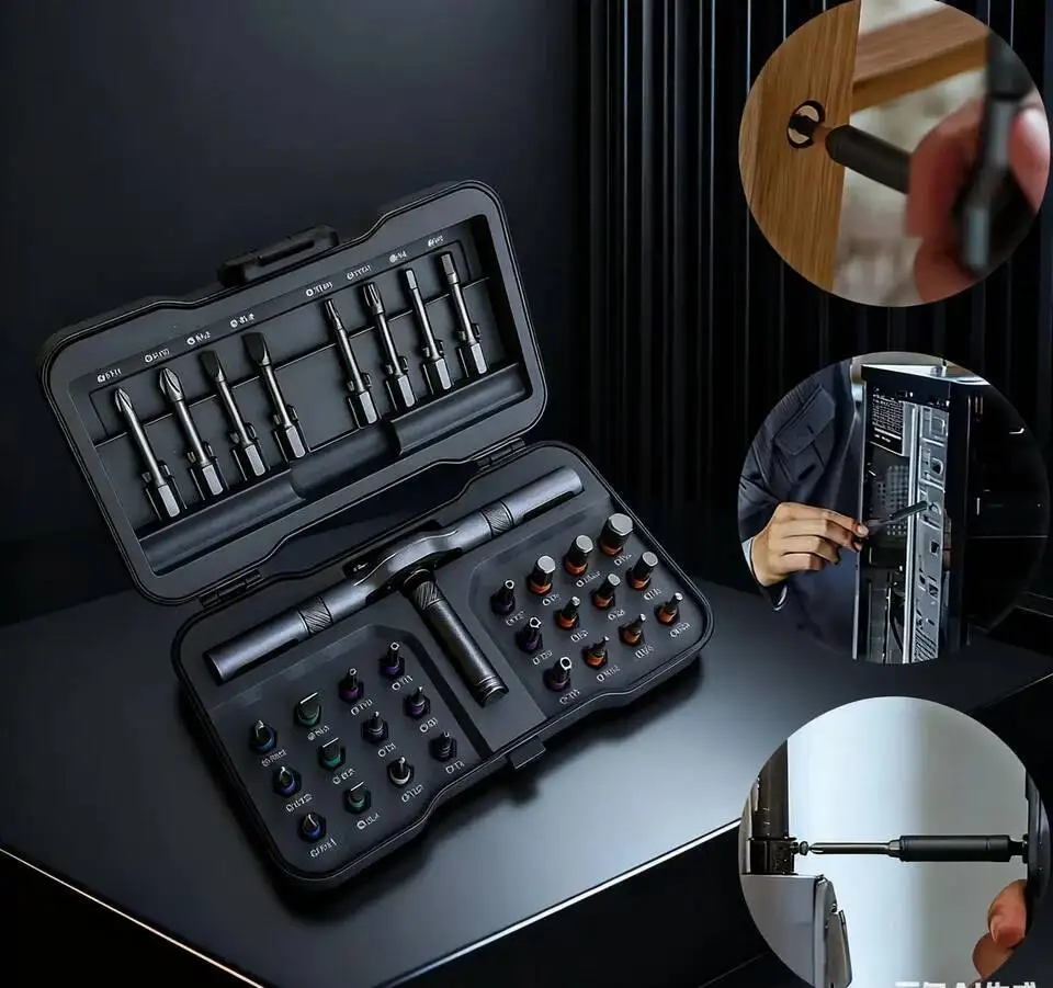 

Magnetic Ratchet Screwdriver Set - T-Handle Torque Tool With Detachable Magneticizer For & Professional Use DIY Tools