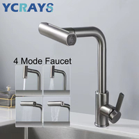 YCRAYS 4 Mode Black Kitchen Faucet Gray Pull Out Waterfall Stream Sprayer Head Sink Mixer Brushed Nickle Water Tap Accessories