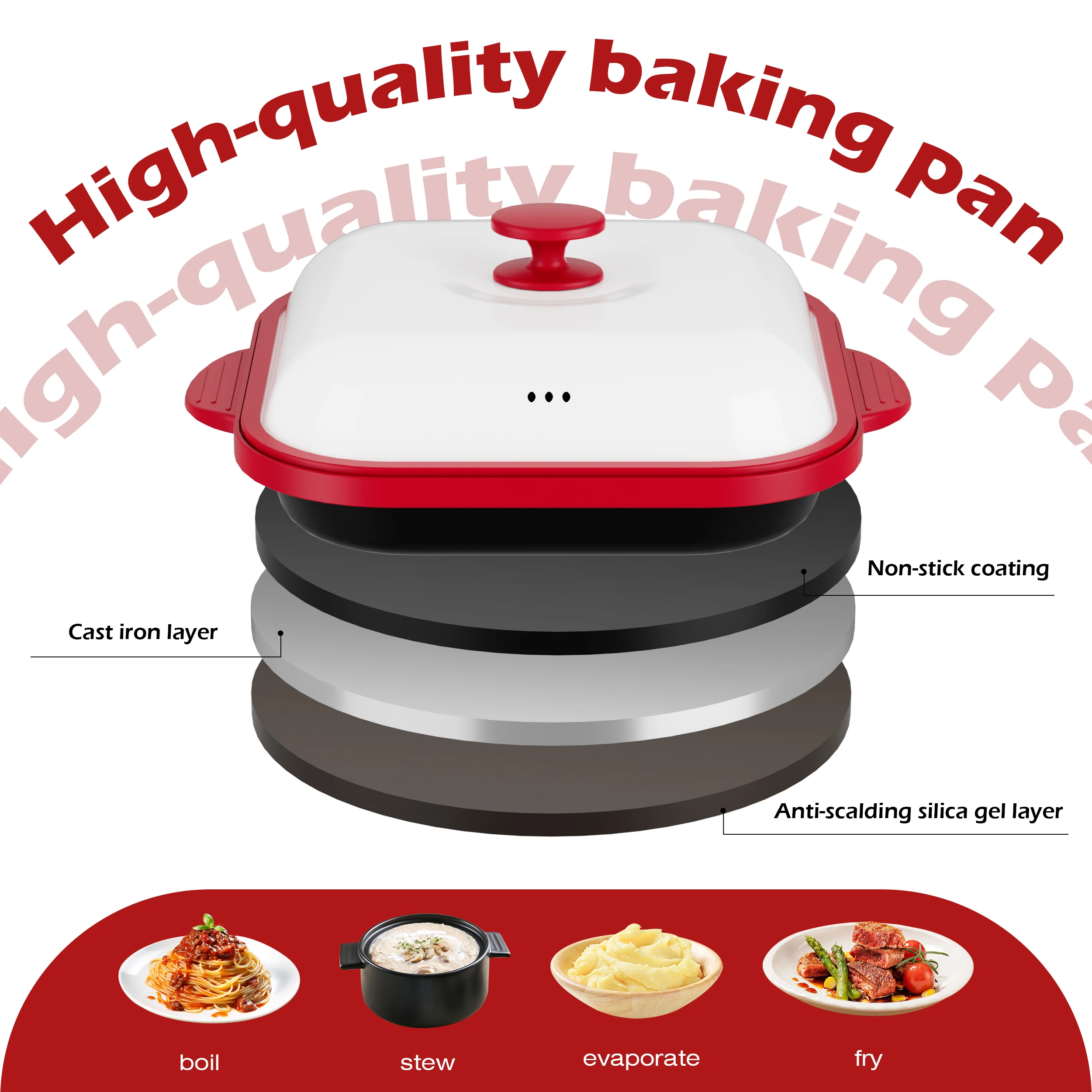 Microwave Frying Pan, with Lid baking Tray and Crisping Pan, Enables You to Fry, Sauté and Color Your Food in the Microwave Oven