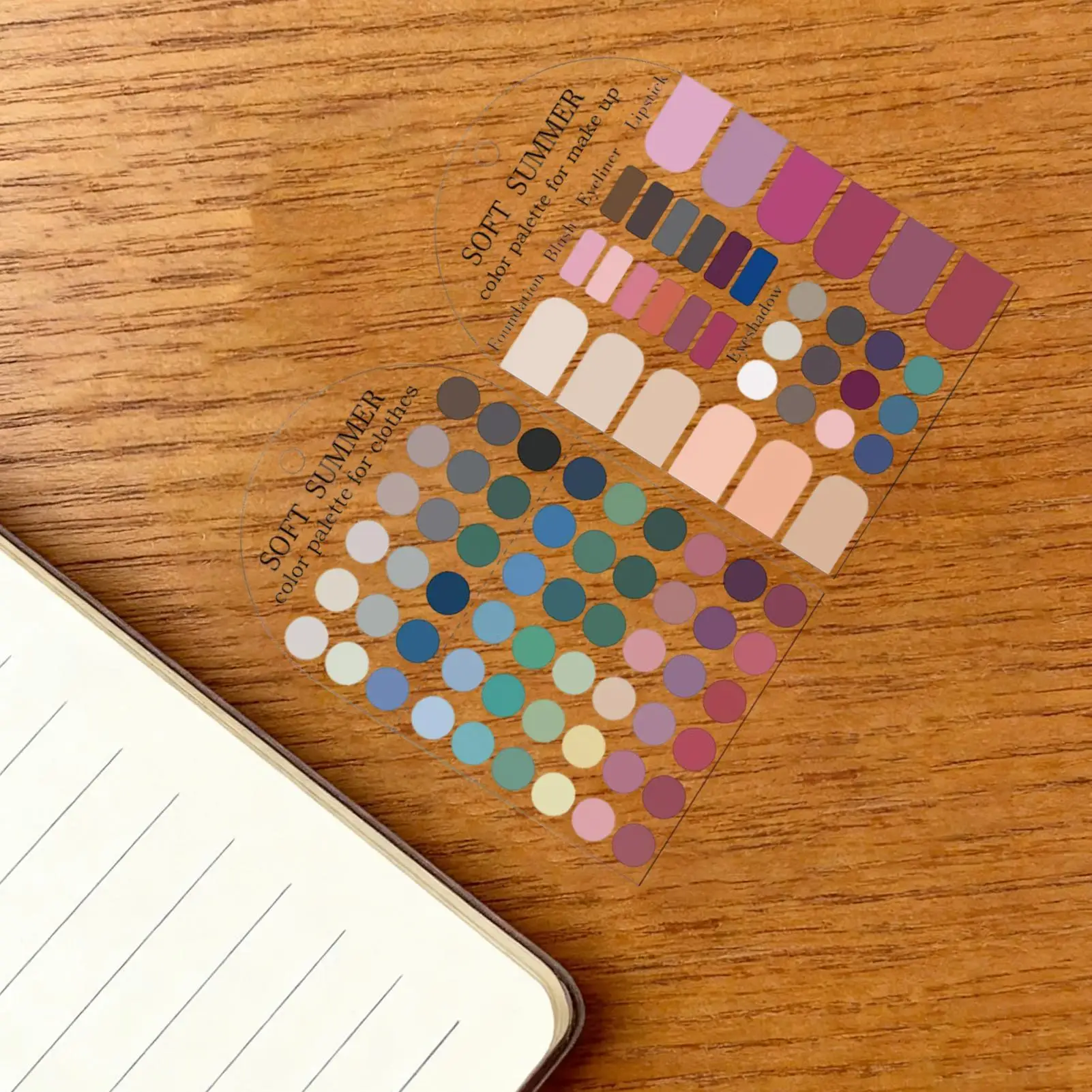 2Pcs Soft Summer Color Cards Color Analysis Template Cards Palette Portable Acrylic 12 Season Color Analysis Template Guide Card
