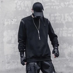 Hip Hop Hoodies Sweatshirts Men Fake Two Piece Striped Pullover Harajuku Streetwear Oversized Techwear Sweatshirts Mens Clothing