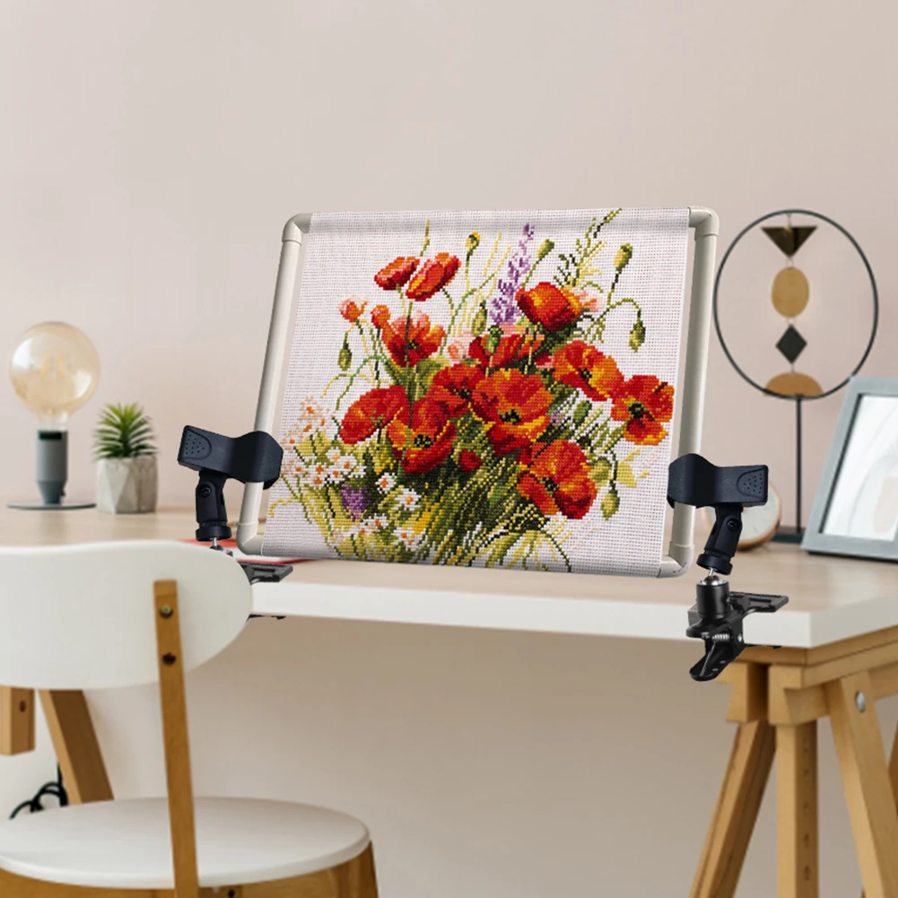 

Пара зажимов для вышивки крестом, нескользящие, для края стола, регулируемые, с поворотом на 360°, металлические, для штатива камеры