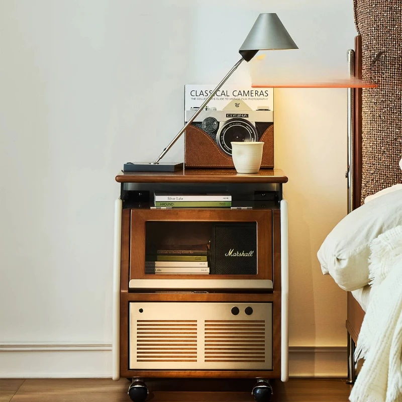 

Medieval cherry solid wood bedside table retro bedroom bedside table