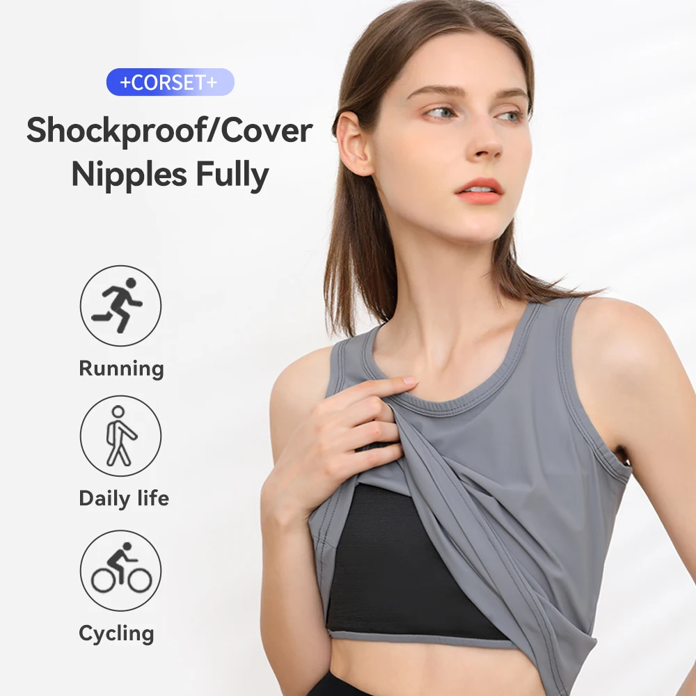 Long Tank Top Chest Binder 2 in 1 Pullover Built in Bandage Minimizer for Large Bust