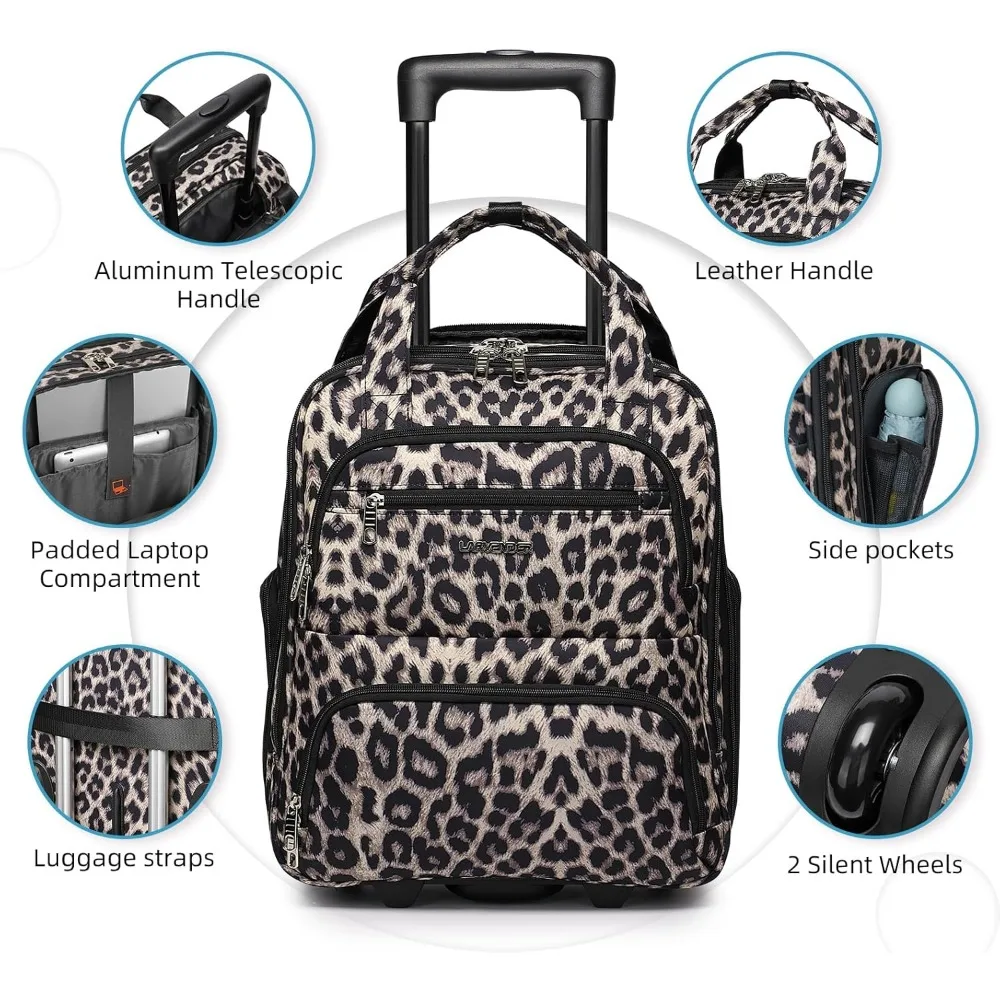 LARVENDER Bagaż podręczny na kółkach, miękki, 16-calowy, do przechowywania pod siedzeniem, lekka walizka podróżna na noc dla mężczyzn i kobiet