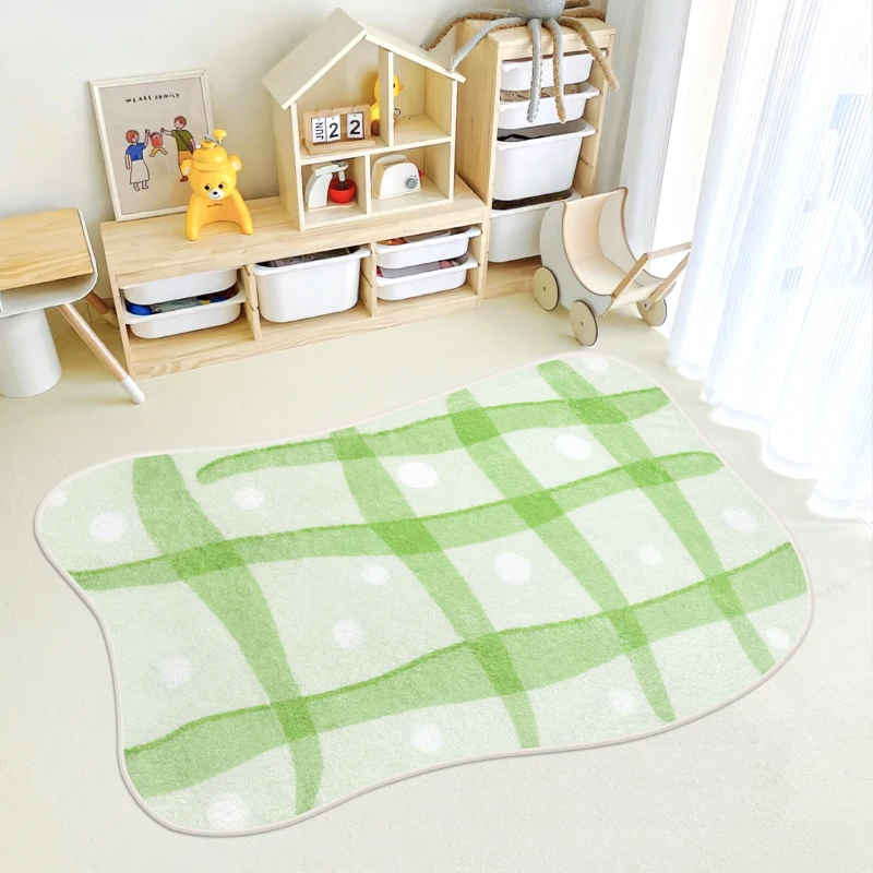 

Cute Plaid Children's Room Carpet Soft Non-slip Rugs for Bedroom Special-shaped Cloakroom Rug Large Area Carpets for Living Room