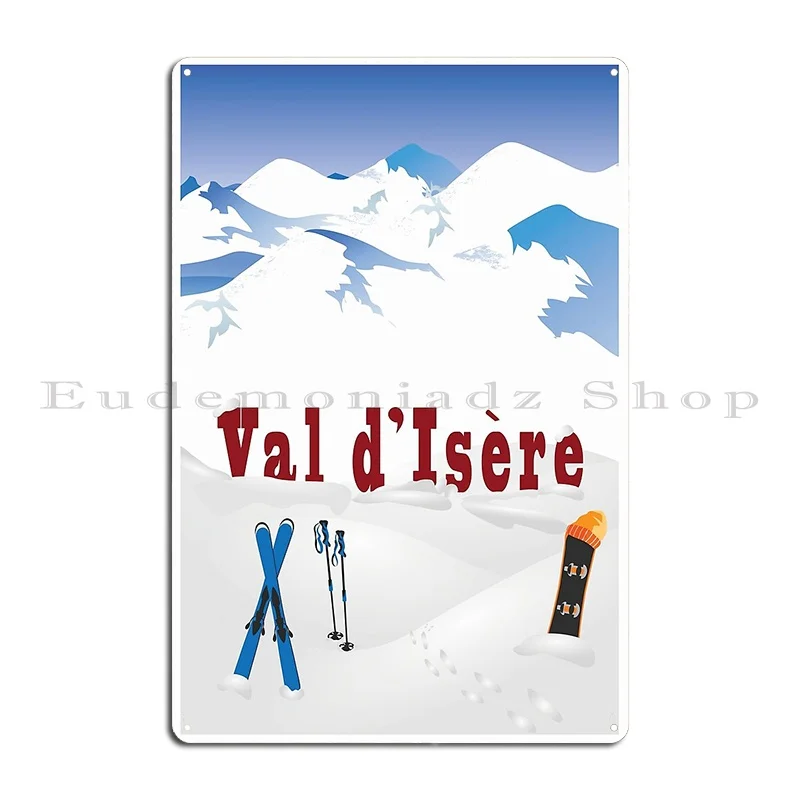 Ski Val D Isere French Alps Ski Poster Metal Sign Wall Pub Garage Cave Printing Club Tin Sign Poster