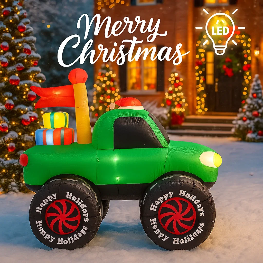 5.91FT Giant Outdoor Decoration Christmas Inflatable Model Truck Santa Monster Reindeer LED Lights Xmas Yard Lawn Party Ornament - view 3