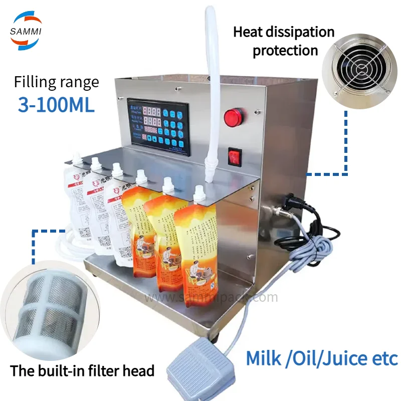 

SM-3500 Spouted Pouch Filling Machine 3 to 100ML Small Bag Soy Milk Plum Soup Milk Tea Juice Beverage Bag Packing Machine