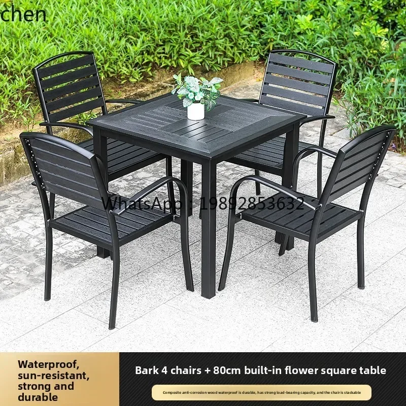 LYY Kunststof Houten Tafelblad Binnenplaats Balkon Tuinvilla Openlucht Buitentafel en stoelen