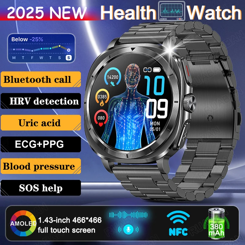 

Новинка 2023 года, умные часы для здоровья huawei, кровяное давление, Bluetooth, вызов, липиды в крови, монитор мочевой кислоты, спортивные умные часы, водонепроницаемые