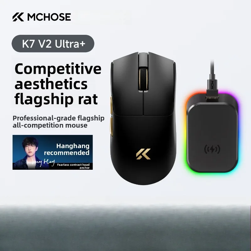MCHOSE K7 V2 Ultra+ PAW3955 TI 50000 DPI Dual 8K Wireless Gaming Mouse 59g Omron 100M for Medium Large Hands PC Gamer