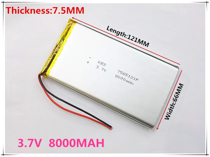 li-po best battery brand  3.7 V lithium polymer battery 8000 mah 7565121 rechargeable batteries treasure navigation tablet phone