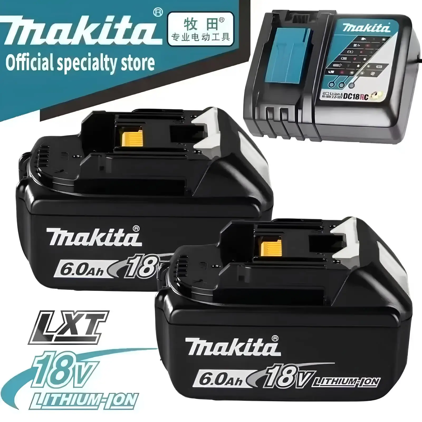Makita 18V 6.0Ah Battery BL1850B BL1860B DC18RC Charger 5Ah High Quality BMS Protection Genuine Original LED Indicator LXT
