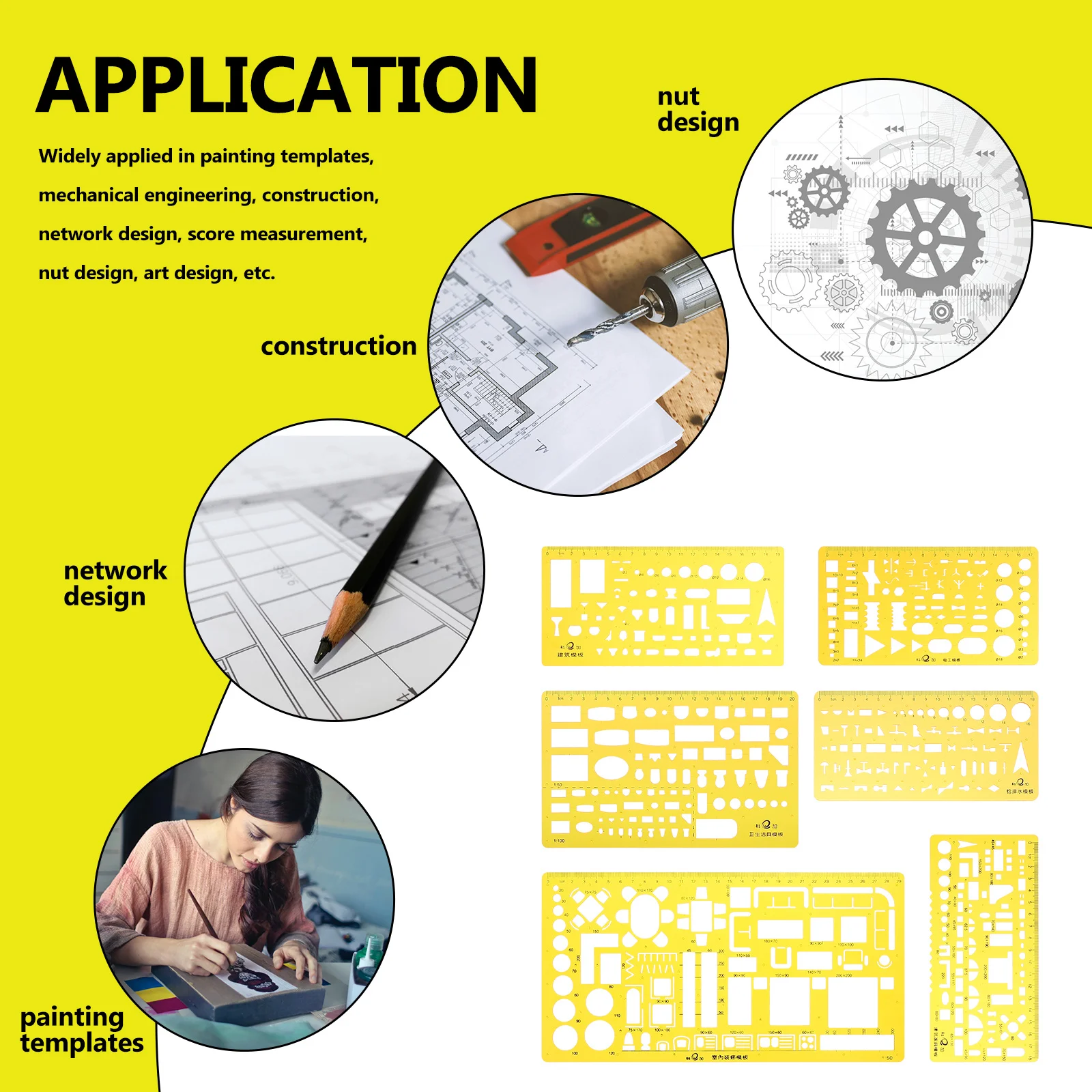 6 pezzi modello di disegno righelli strumenti di disegno multiuso in plastica bilance per architetti modelli di misurazione stencil da disegno