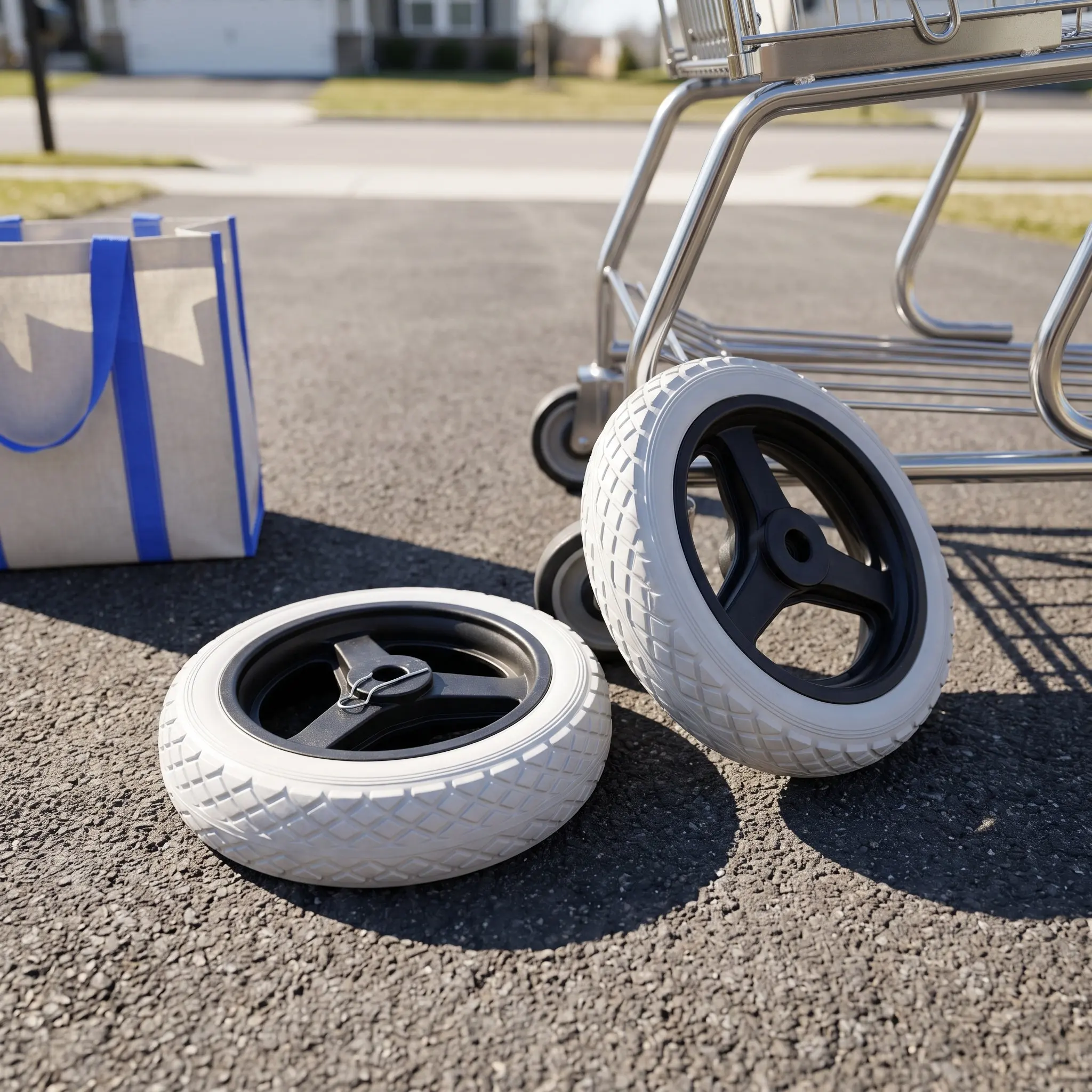 2Pcs Laundry Cart Wheels 17Cm Plastic Heavy Duty Rolling Cart Wheel Replacement for Grocery Trolley Shopping Basket Utility