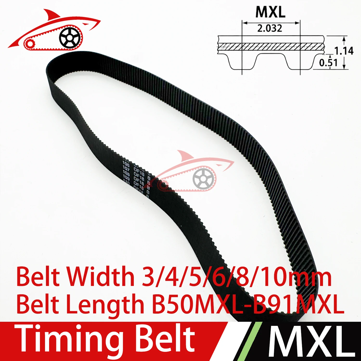 MXL Timing Belt Width 3/4/5/6/810mm B92MXL B100MXL B102MXL B105MXL B110MXL B112MXL B120MXL B130MXL B132MXL B133MXL MXL Belt