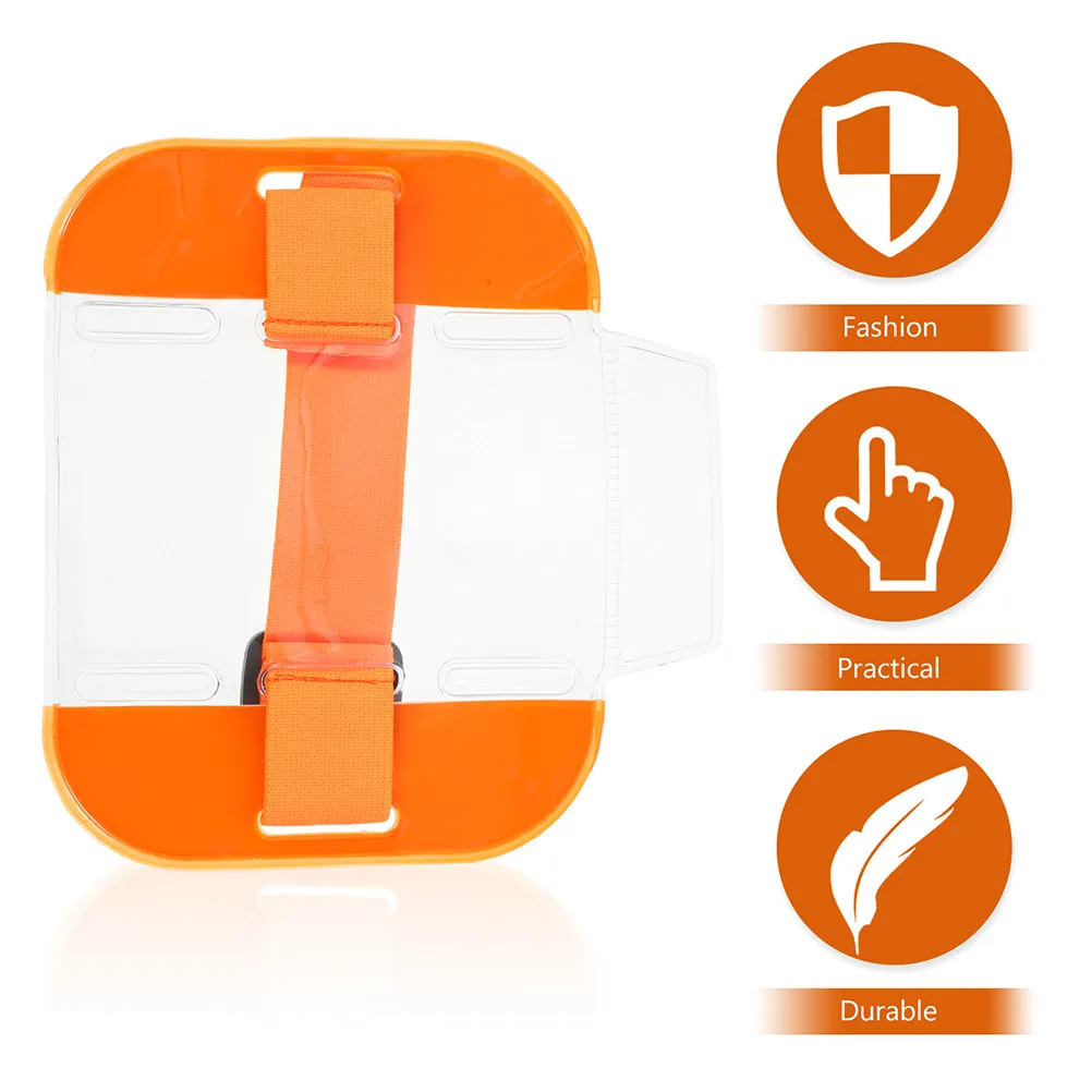 3Pcs Secure Adjustable Arm Badge Holder Clear Nylon PVC Id Card Holder for Workers Security Staff Airport Subway Access
