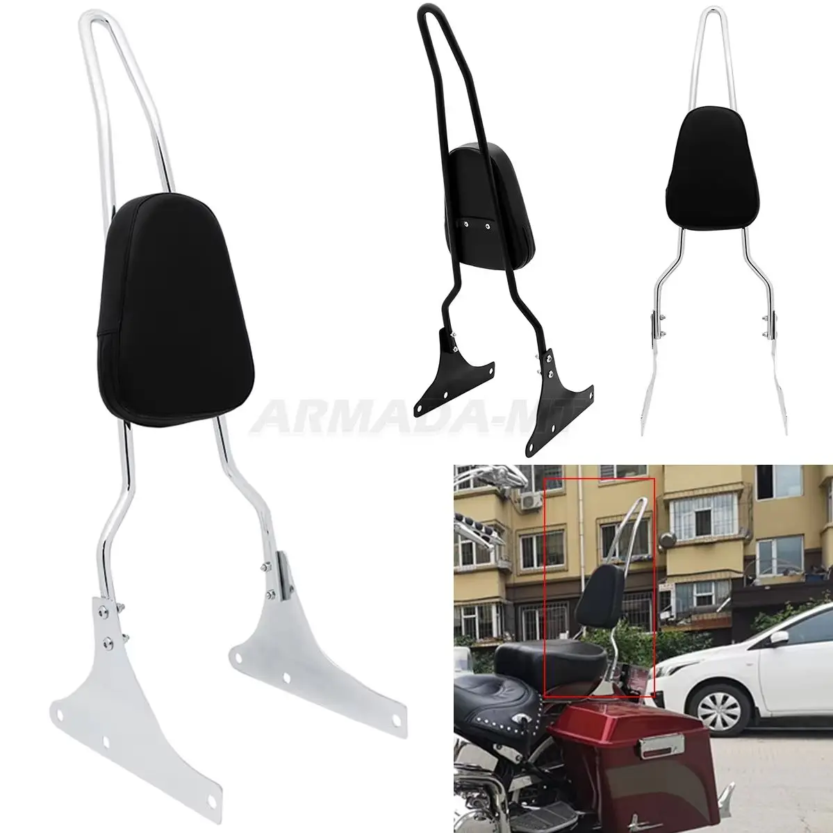 Rear Backrest Sissy Bar For Harley Davidson Heritage Softail FXSTC FLSTC Springer FLSTS Fat Boy EFI FLSTF Fatboy FLSTSC Chrome