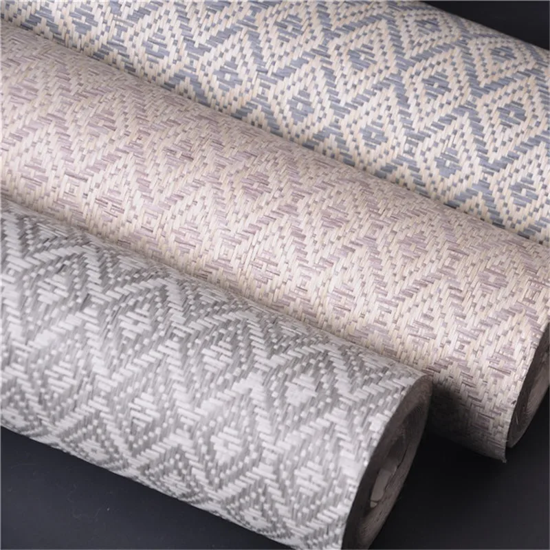 MY WIND Diamond shape Paper weave Wallpaper Home Decorate