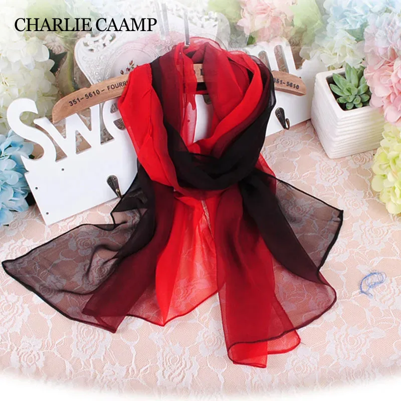 

Elegant Womens Chiffon Georgette Gradient Silk Scarf Thin Shawl Foulard Femmes Chic Sun Protection Hijab Beach Scarves Headscarf