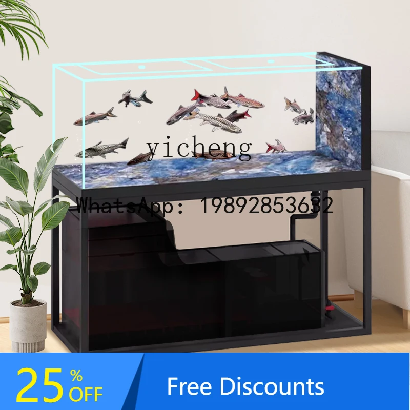 

ultra-white arowana tank without pipe fittings bottom filter South American tank living room butterfly koi fish tank