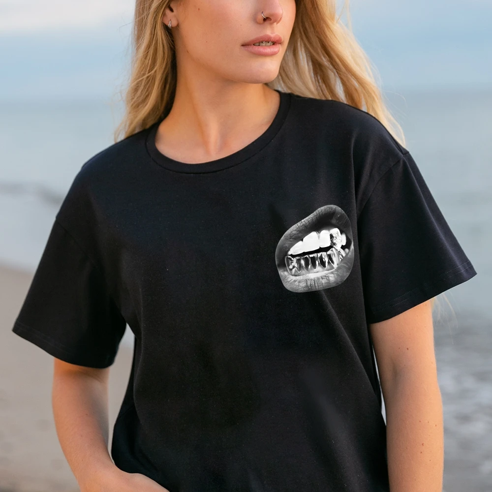 تي شيرت فم Y2k بشفاه كبيرة، ملابس صيفية قابلة للتنفس للجنسين Y2k للنساء والرجال، تي شيرت برسومات مرحة، ملابس الشارع