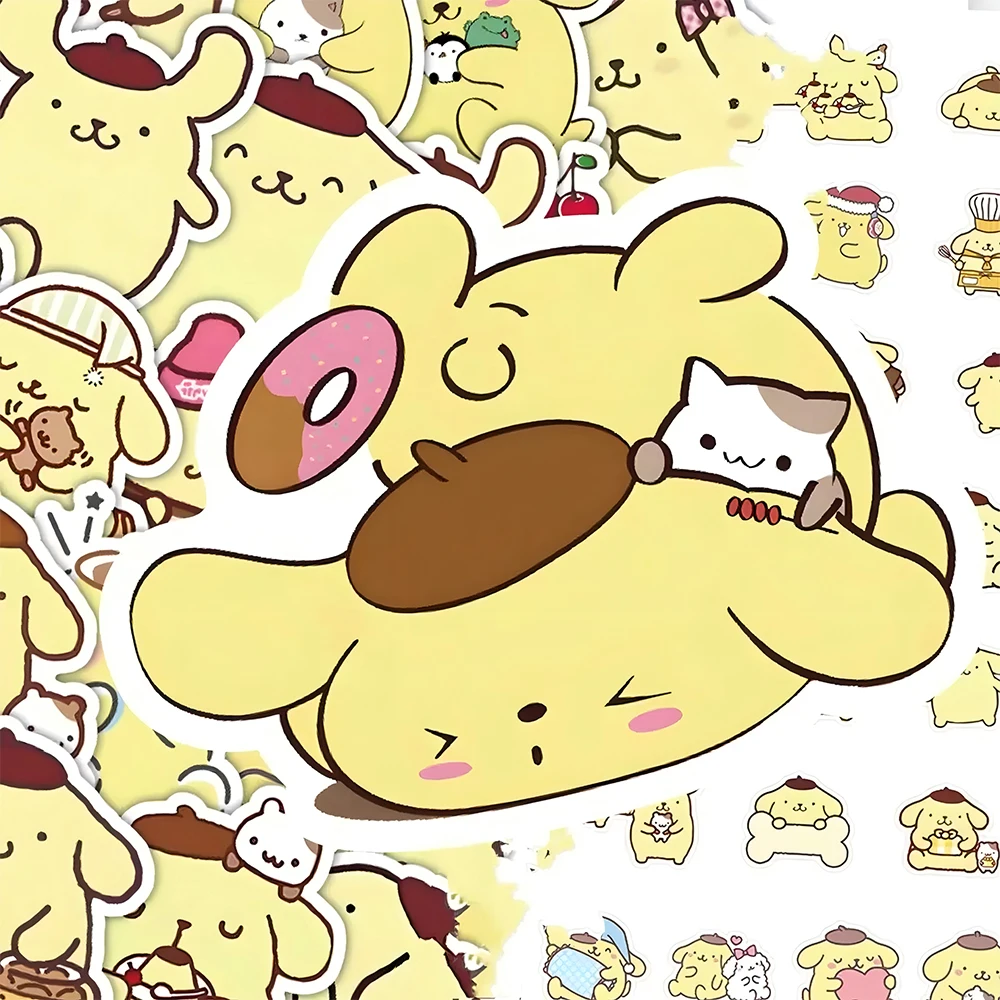 

10/30/50pcs Cute Sanrio Anime Pompom Purin Stickers Cartoon Decals for Skateboard Guitar Laptop Car Graffiti Sticker Fun DIY Toy