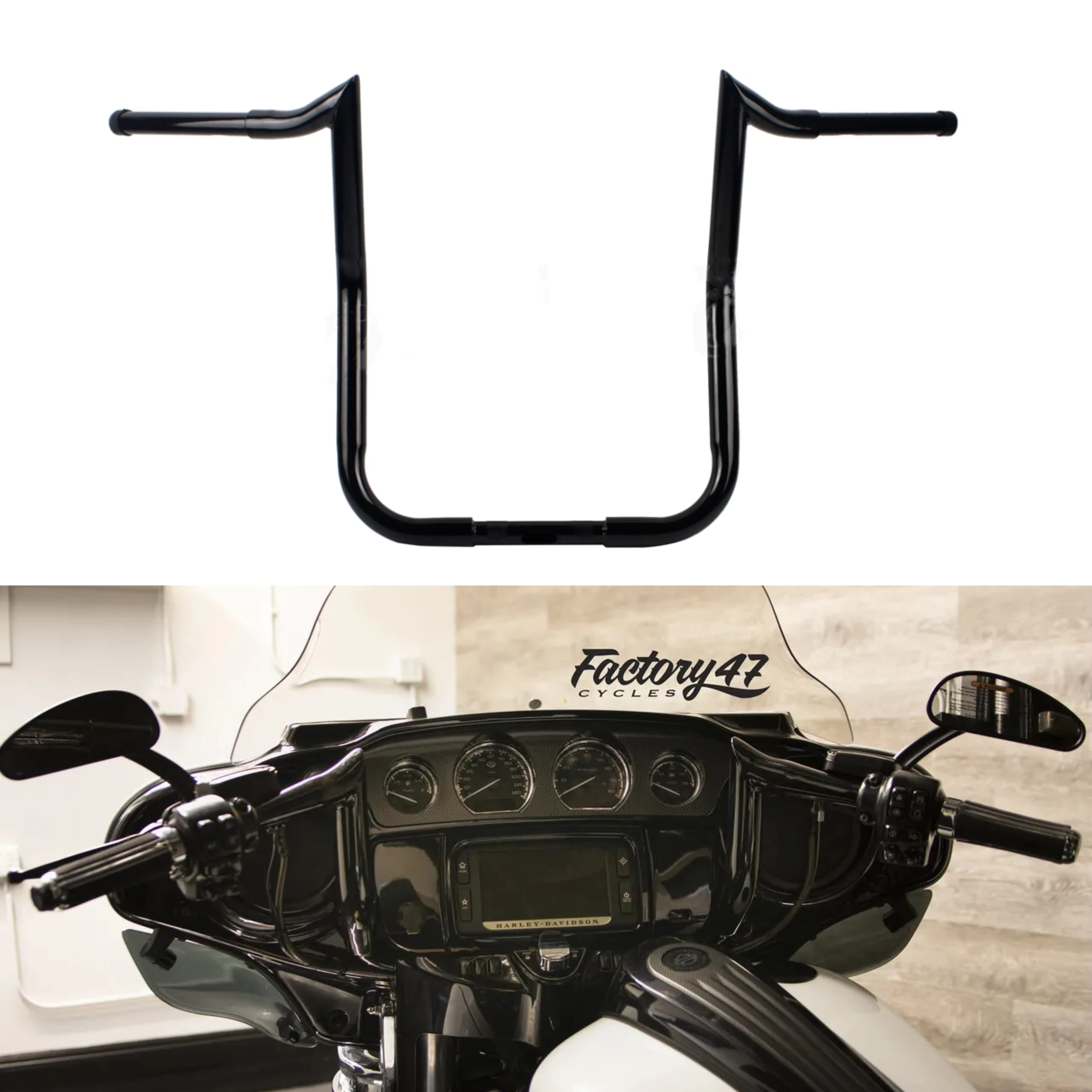 

Motorcycle 12"/ 14"/ 16" Ape Hanger Handlebars 1.25" Monkey Iron Bar for HarleyStreet Glide CVO Tri Glide Electra Glide Standard