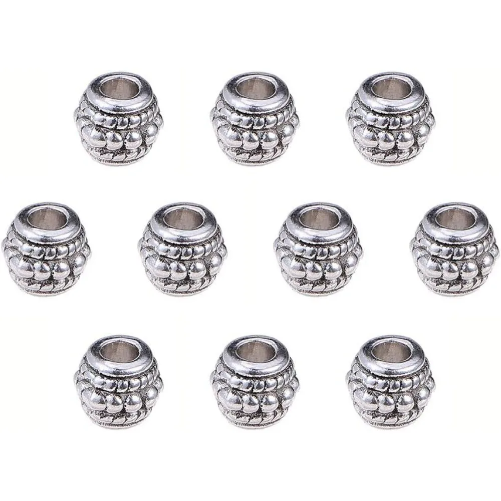 

100pcs Bicone Spacers Beads 8x6.5mm Antique Silver Large Hole Spacers Vintage Jewelry Beads Charms for Necklace Bracelet Jewelry