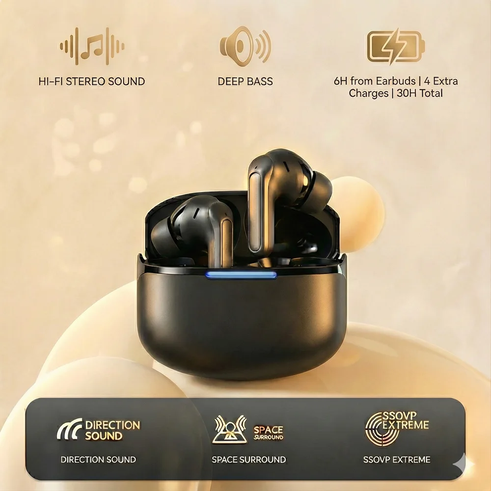 

Wireless Bluetooth Headphones HiFi Sound Deep Bass Smart Touch Ultra Low Latency Seamless Single Dual Mode for Gaming Workout