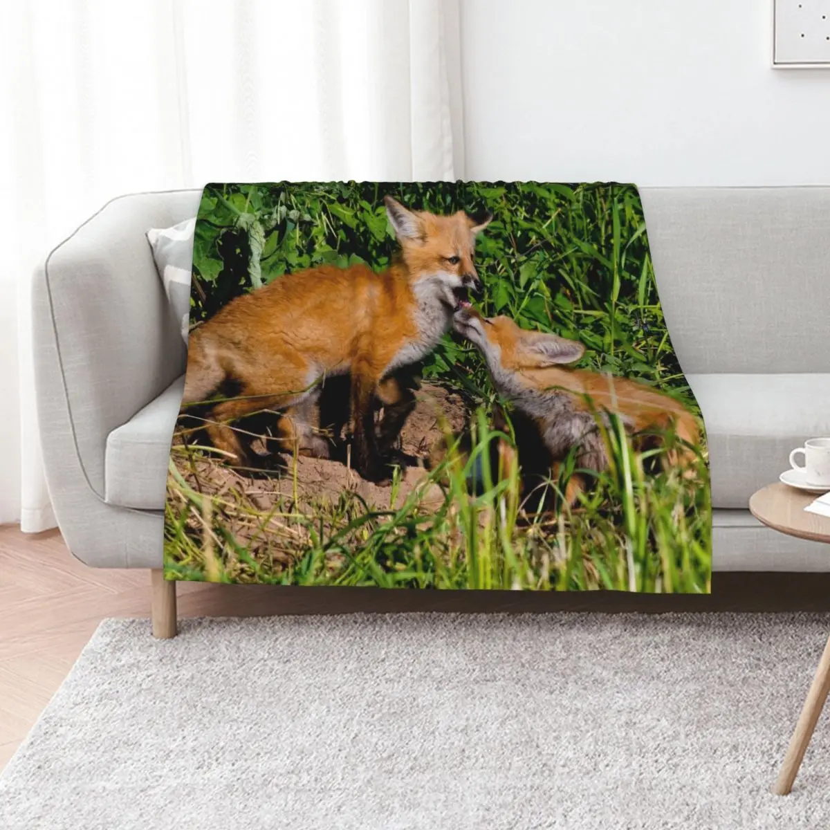 

Red Fox Kits Throw Blanket Thermal Large for sofa Decorative Beds Blankets